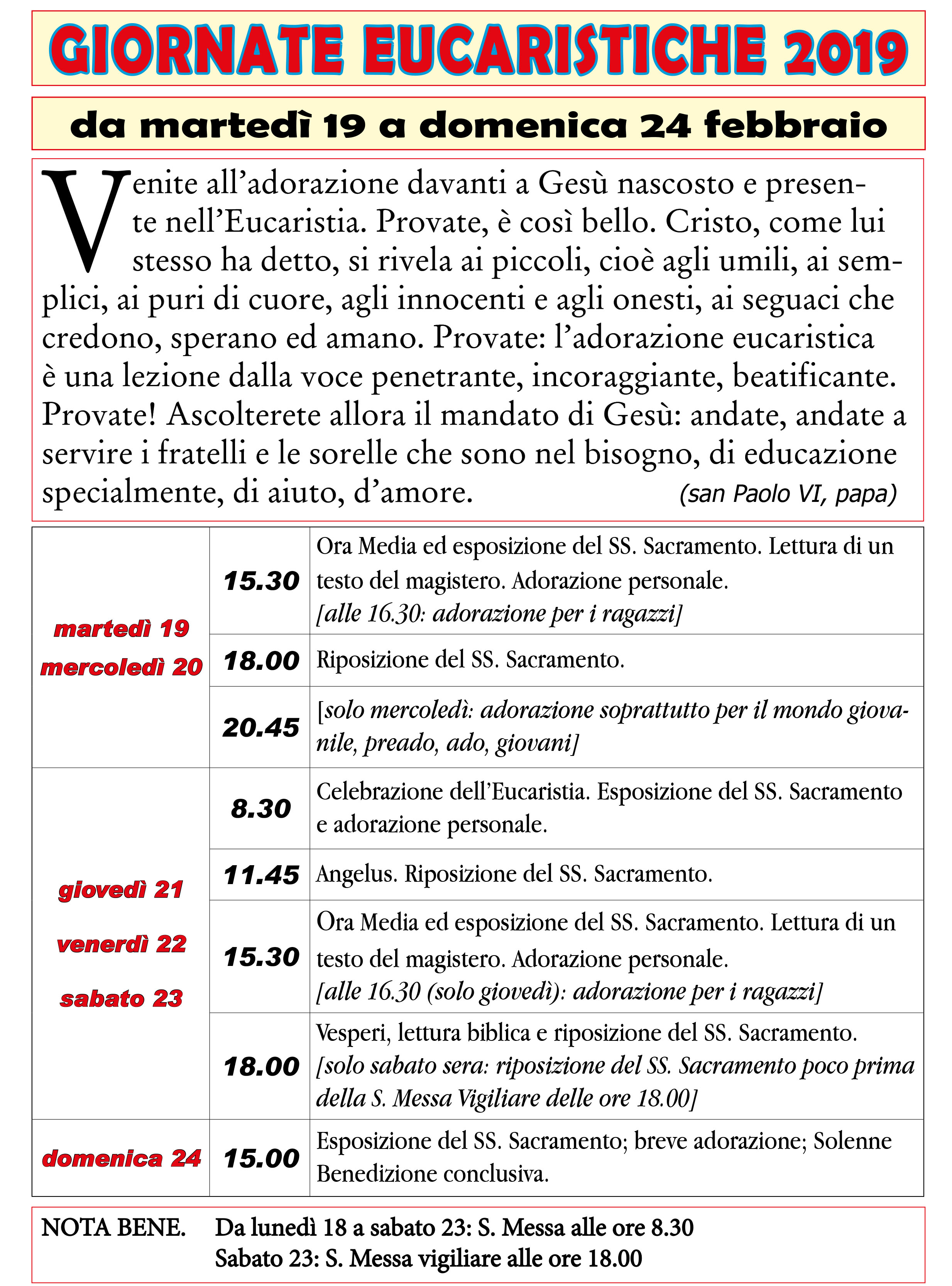 Programma giornate eucaristiche 2019 OK