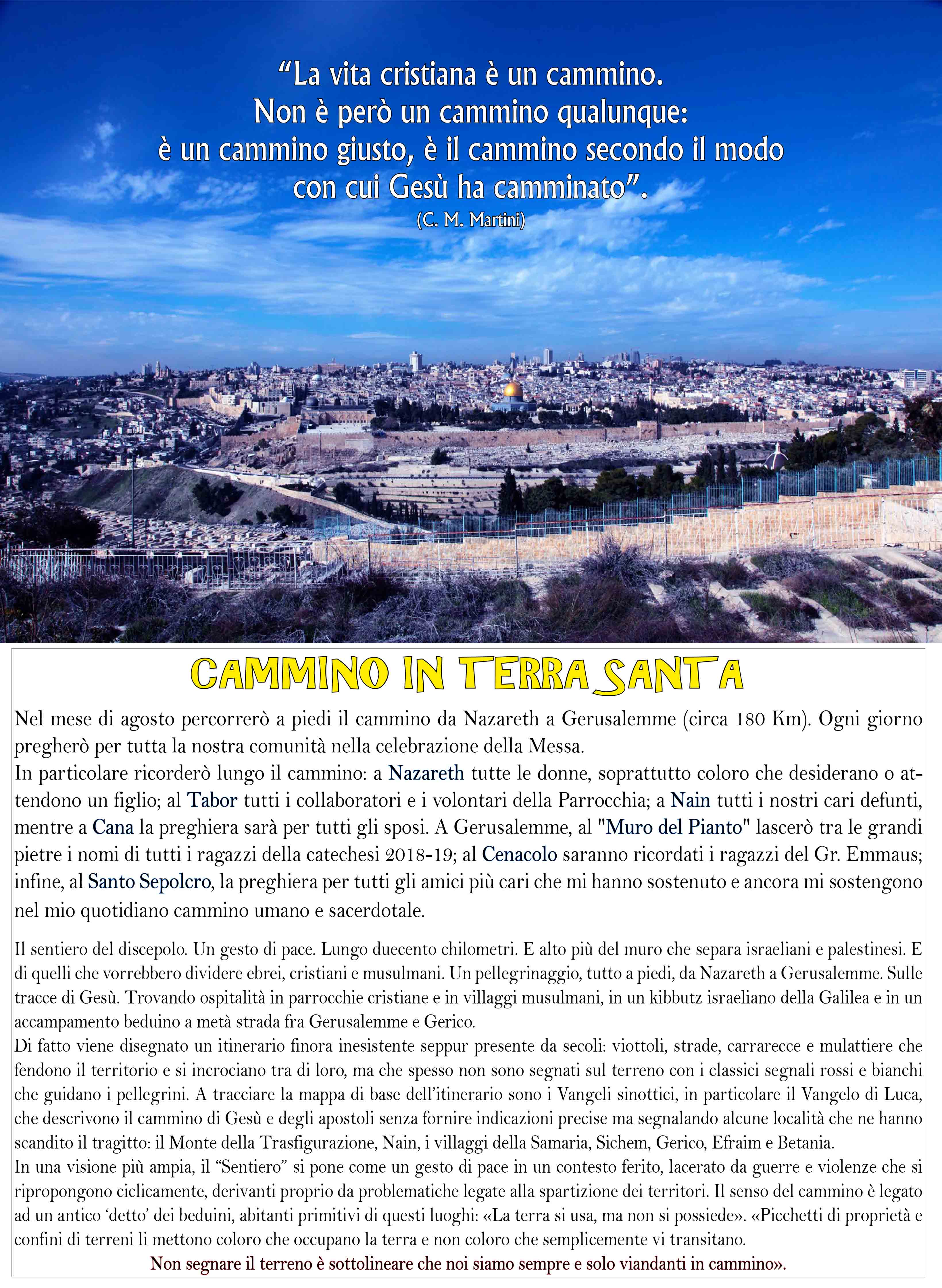 Cammino in Terra Santa 2019