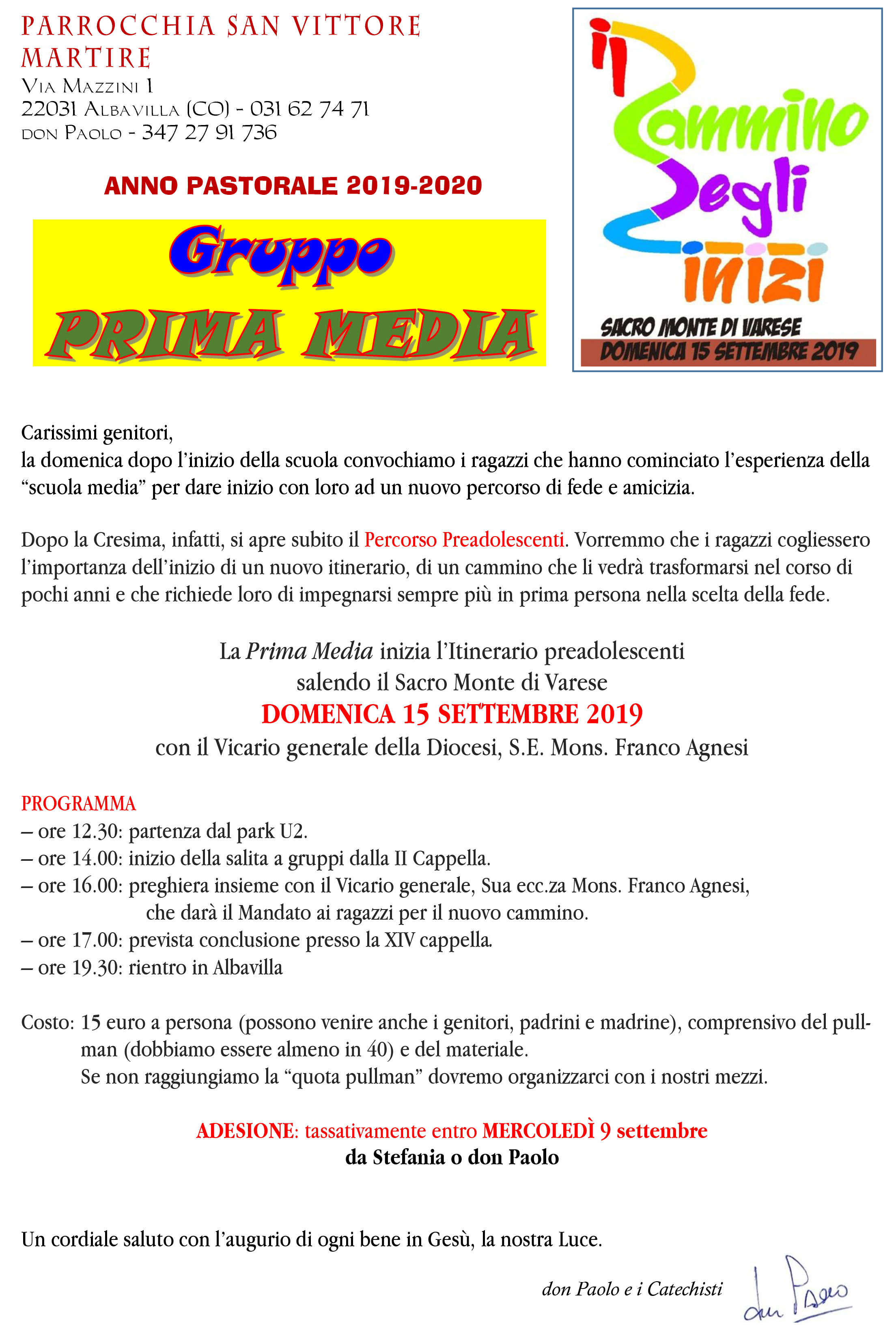 cammino degli inizi 2019