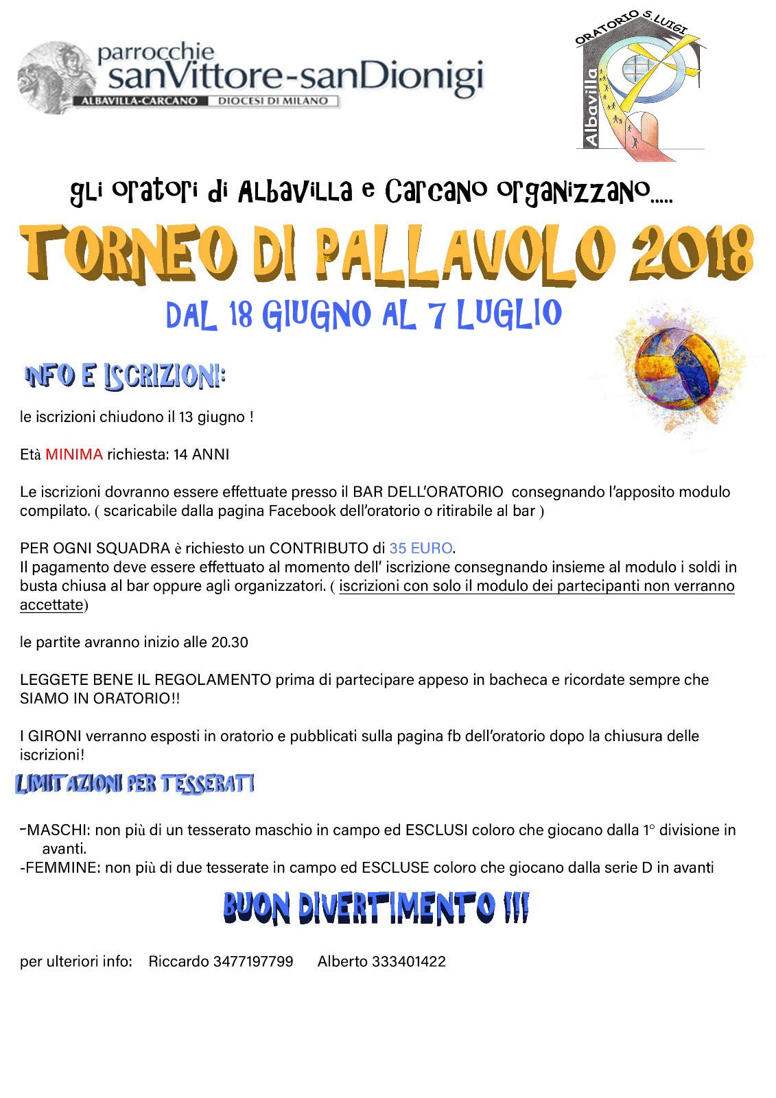 Pallavolo 2018 locandina