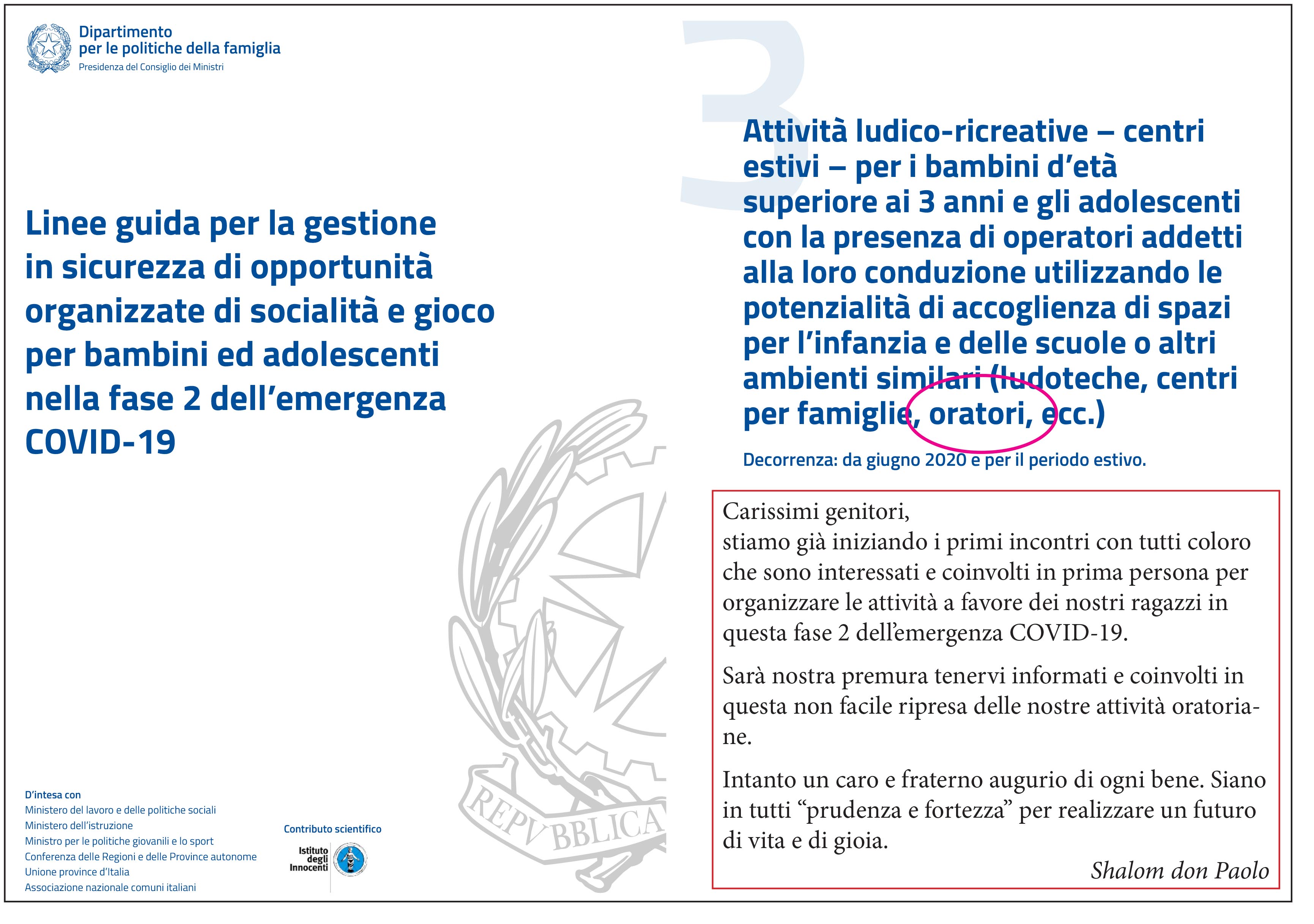 Avviso per estate 2020 fase 2 COVID